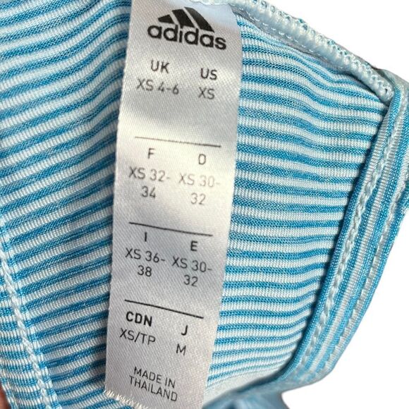 Adidas Blue And White Stripe Sleeveless Athletic Top With Open Cutout Back, EUC - Picture 4 of 7